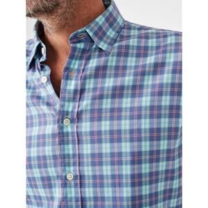 Faherty 2XL The Movement Shirt Ocean Drive Plaid Supima Cotton Blue  NWT